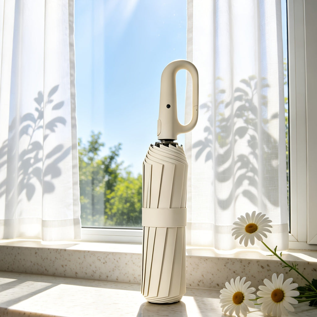 Umbrago umbrella on sunlit windowsill - travel friendly
